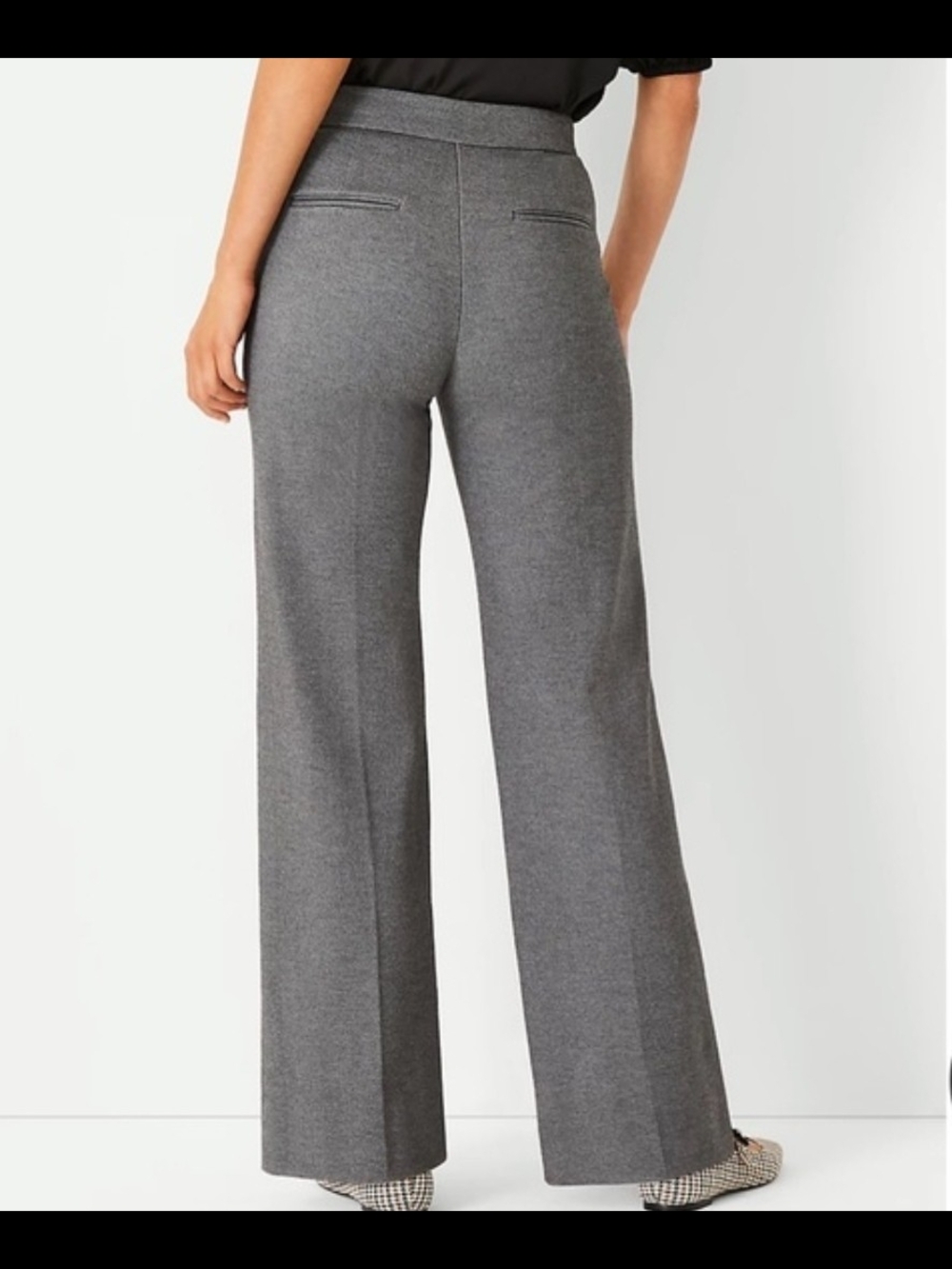 LOFT Gray Straight-Leg Pintuck Ponte High-Rise Pants